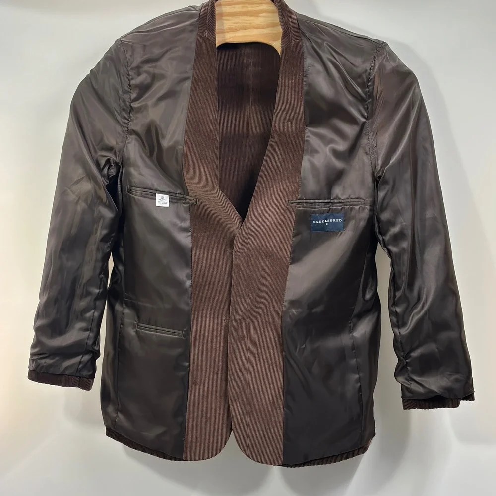 Saddlebred 40R Brown Corduroy Sport Coat Blazer 2 Button 100% Cotton